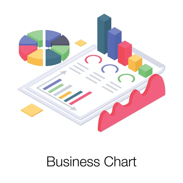 Icono Del Informe Gráfico Negocios Vector Isométrico — Archivo Imágenes Vectoriales