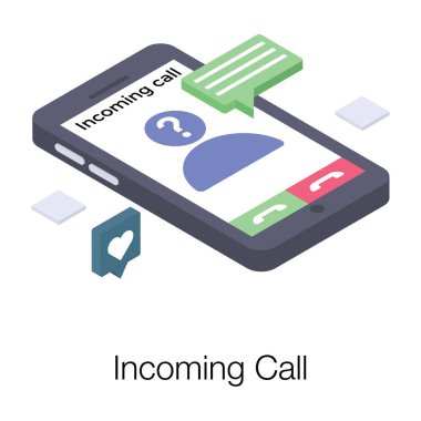 Isometrik tasarımda gelen çağrı vektörü 