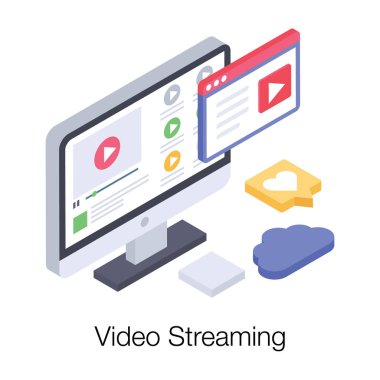 Isometrik web video içeriği vektör tasarımı 