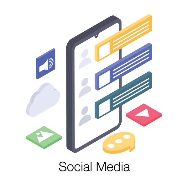Progettazione Vettoriale Dei Social Media Isometrici — Vettoriale Stock