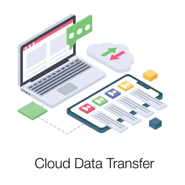 Isometric Cloud Data Transfer Vector — Stock Vector
