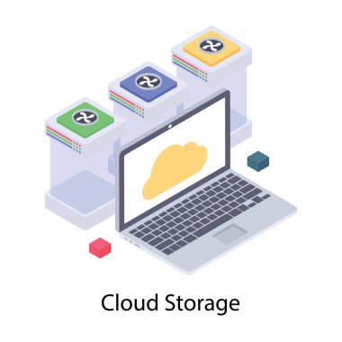 Bulut depolama isometrik simge vektörü 