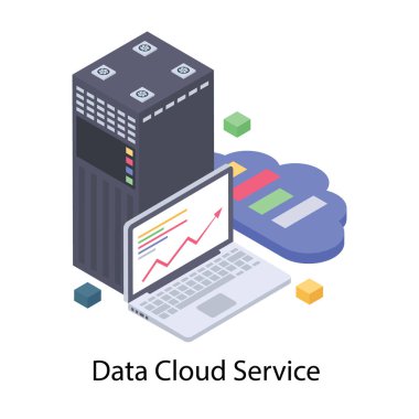 Bulut veri analitiğinin İzometrik simgesi