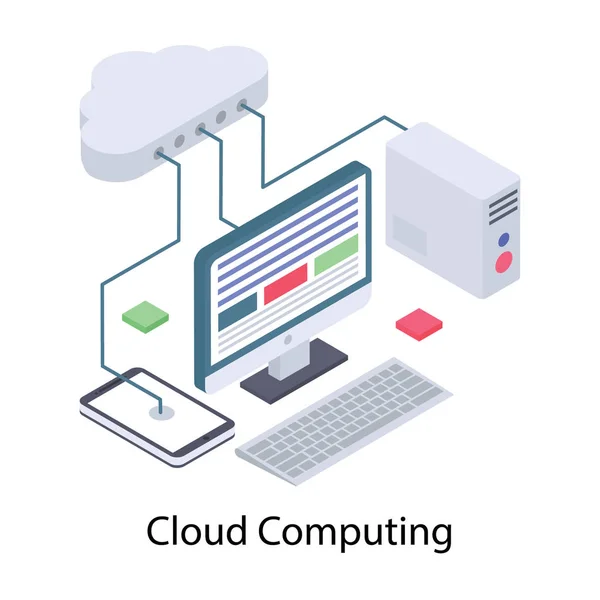 Isometrisches Symbol Des Cloud Computing Vektors — Stockvektor