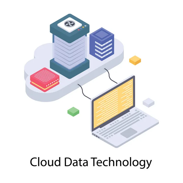 Εικονίδιο Της Τεχνολογίας Δεδομένων Cloud — Διανυσματικό Αρχείο