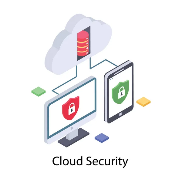 Cloud Security Icoon Isometrisch Ontwerp — Stockvector