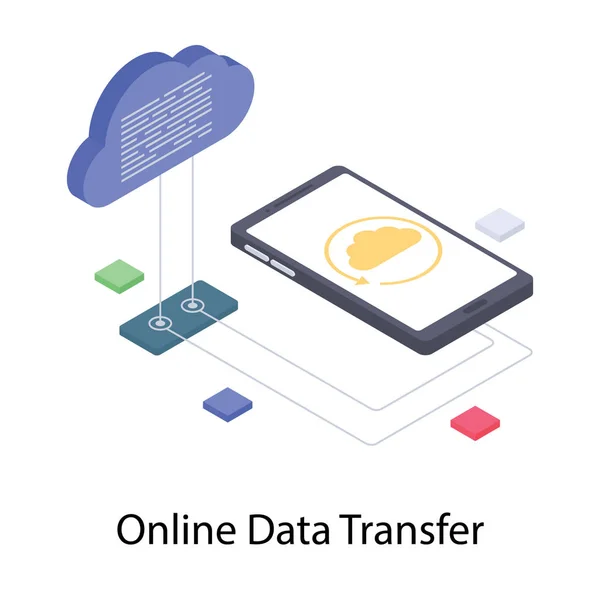 Icona Isometrica Del Trasferimento Dati Online — Vettoriale Stock