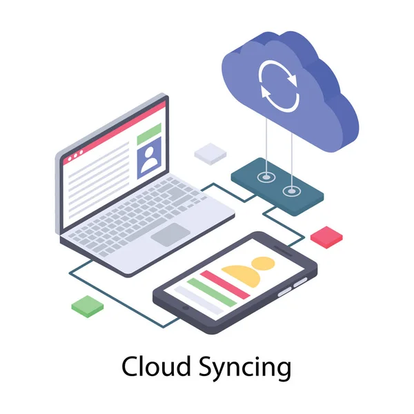 Cloud Synchronisierung Isometrischer Symbole — Stockvektor