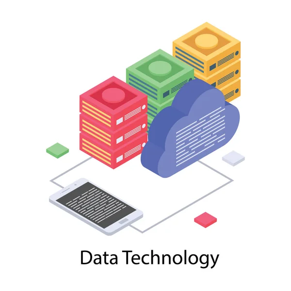 Icono Tecnología Datos Nube Diseño Isométrico — Vector de stock