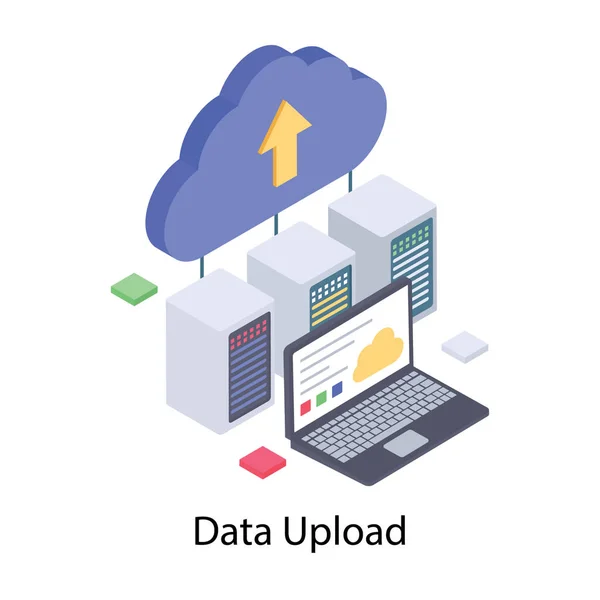 Isometrisch Pictogram Voor Cloud Gegevens Uploaden — Stockvector