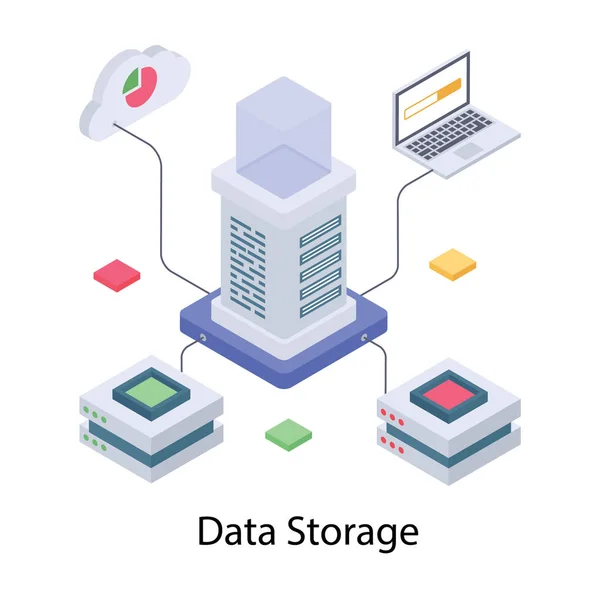 Icon Des Isometrischen Datenspeichervektors — Stockvektor