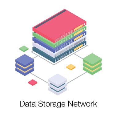 Izometrik vektörde veritabanı ağı çizimi 