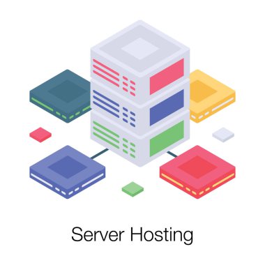 Izometrik vektörde veritabanı ağı çizimi 