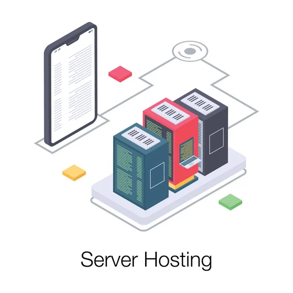 Hosting Server Nell Illustrazione Vettoriale Isometrica — Vettoriale Stock