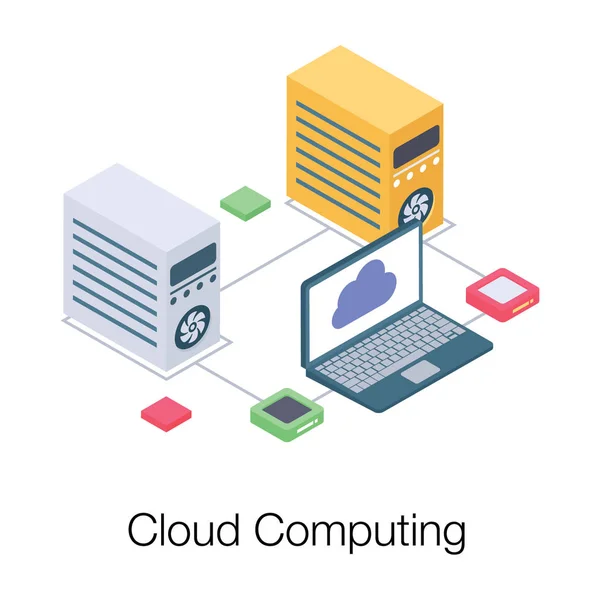 Computación Nube Vector Isométrico — Archivo Imágenes Vectoriales