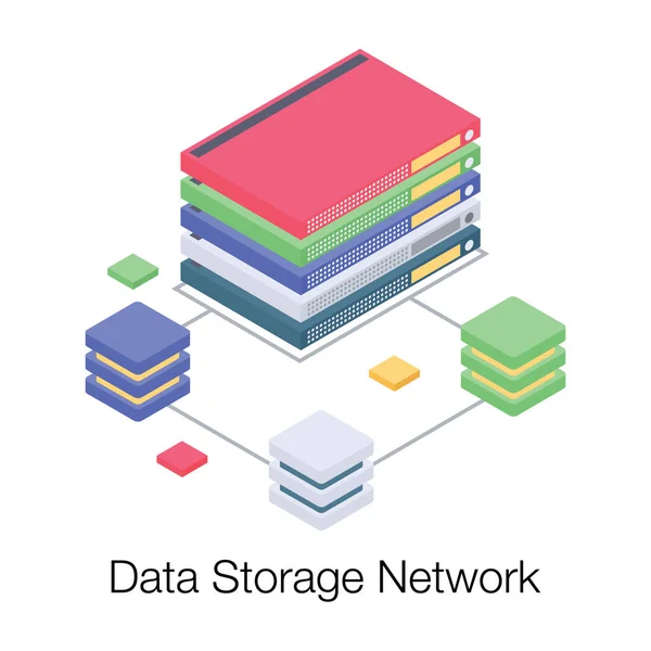 Illustration Réseau Bases Données Vecteur Isométrique — Image vectorielle