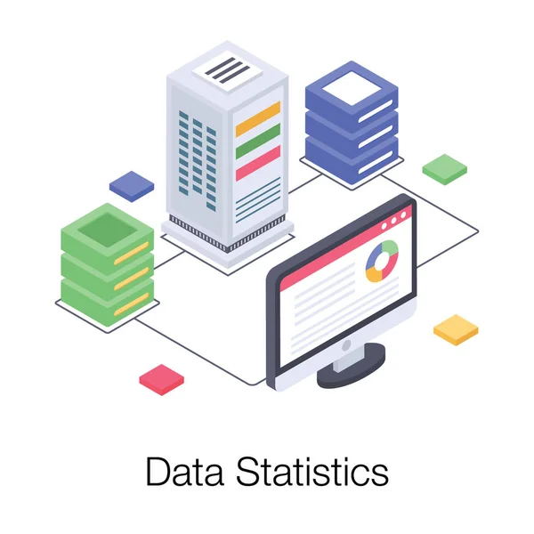 Estatísticas Dados Vetor Ilustração Isométrica —  Vetores de Stock