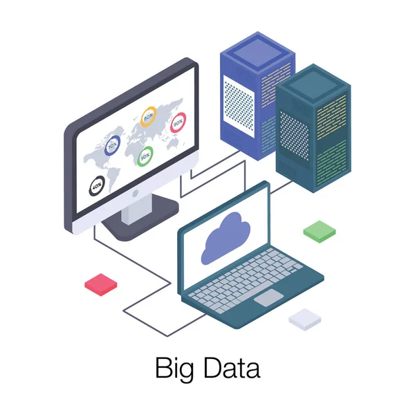 Illustrazione Isometrica Del Vettore Dei Big Data — Vettoriale Stock