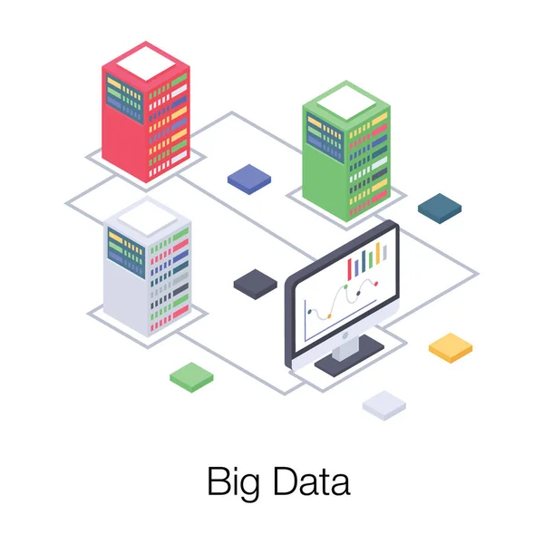 Изометрическая Иллюстрация Вектора Больших Данных — стоковый вектор