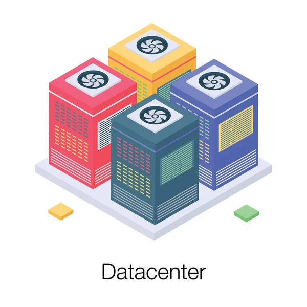 Veri merkezi vektörünün İzometrik illüstrasyonu 