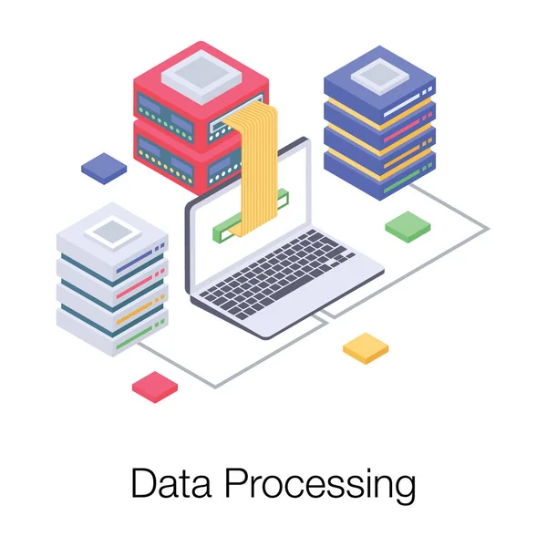 Vector Isométrico Ilustración Procesamiento Bases Datos — Archivo Imágenes Vectoriales