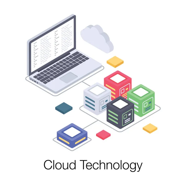 Ilustración Isométrica Tecnología Datos Nube — Vector de stock