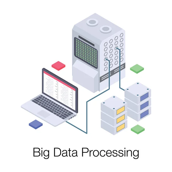 Vecteur Isométrique Illustration Traitement Des Données Massives — Image vectorielle