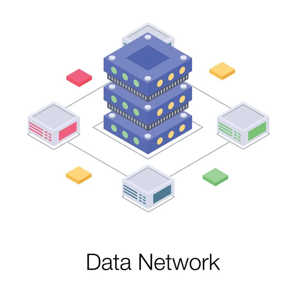 Illustrazione Della Rete Del Database Nel Vettore Isometrico — Vettoriale Stock