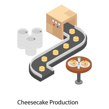 Isometrik vektörde cheesecake üretimi 