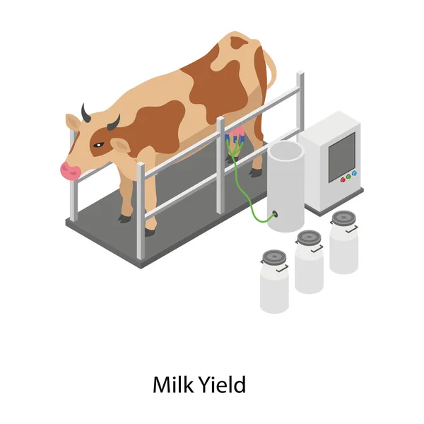 Izometrický Vektor Návrhu Výnosu Mléka — Stockový vektor