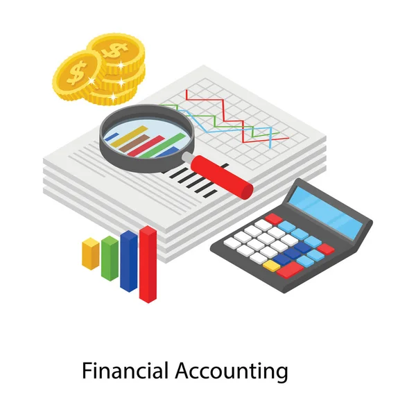 Financial Accounting Isometrische Vector Ontwerp — Stockvector