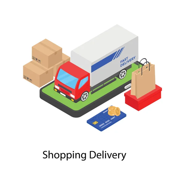 Shopping Delivery Isometric Icon Vector — Stock Vector