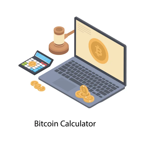 Ilustración Isométrica Calculadora Bitcoin — Vector de stock