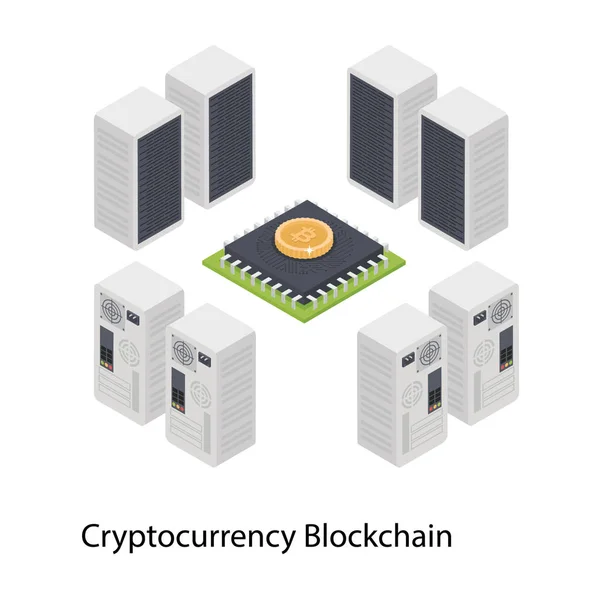 Criptomoeda Blockchain Design Ilustração Isométrica —  Vetores de Stock