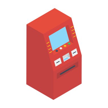 Isometrik tasarımda ATM makine vektörü 