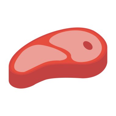 Izometrik tasarımda biftek et vektörü 