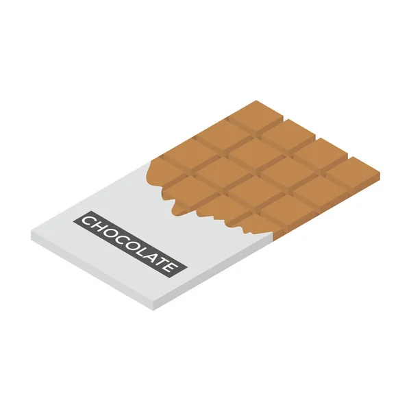 Diseño Isométrico Barra Chocolate Dulce — Vector de stock