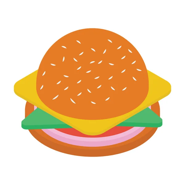 Isometric Icon Cheese Hamburger — Stock Vector