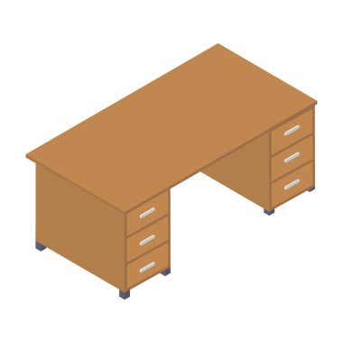 Izometrik tasarımda bilgisayar masası vektörü 