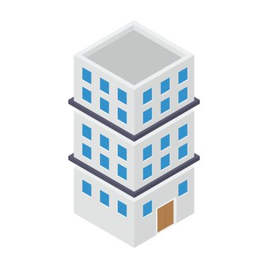 Isometrik tasarımda otel inşa vektörü 