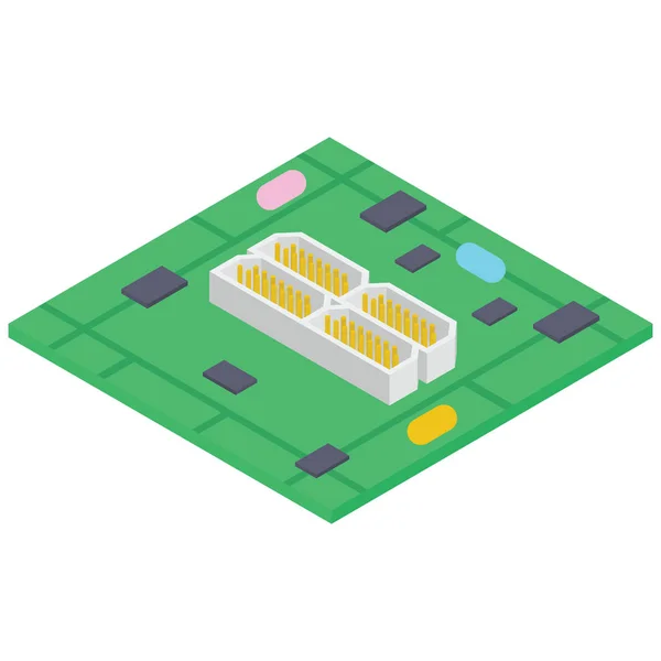 Computer Moederbord Vector Isometrisch Ontwerp — Stockvector