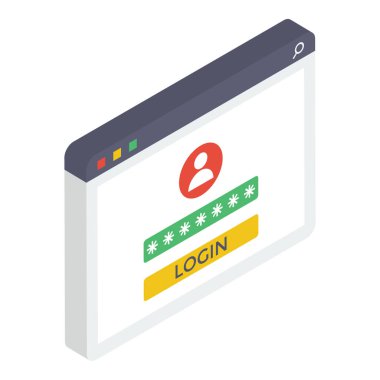 kullanıcı giriş web sitesinin isometrik simgesi 