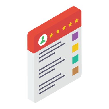 Müşteri inceleme web sitesi vektörünün İzometrik simgesi 