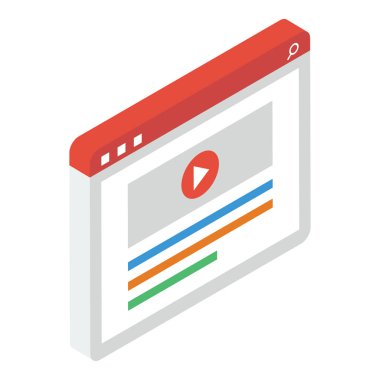 Multimedya web sitesi vektörünün isometrik simgesi 