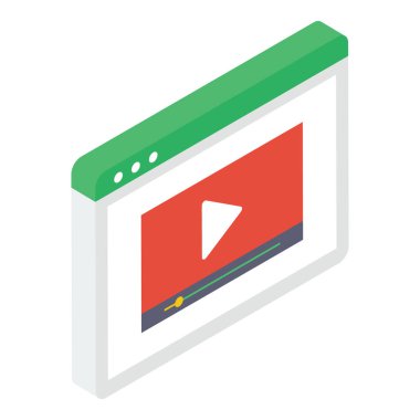 Video akış vektörünün isometrik simgesi 