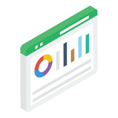 İzometrik vektörün Analytics web sitesi simgesi 
