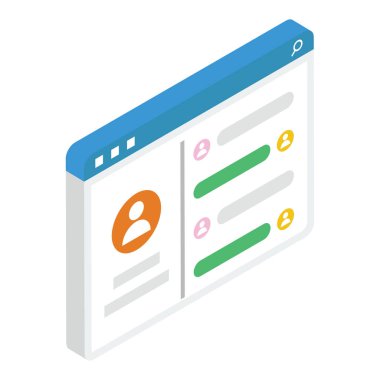İzometrik web kullanıcı profili simgesi vektörü 