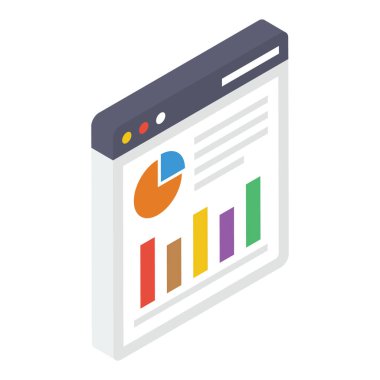 Veri analitiği web sitesinin İzometrik simgesi 