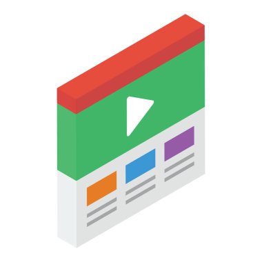 Video sayfası vektör isometrik simgesi 