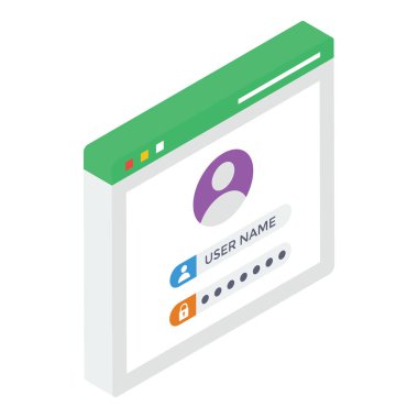 kullanıcı giriş web sitesinin isometrik simgesi 